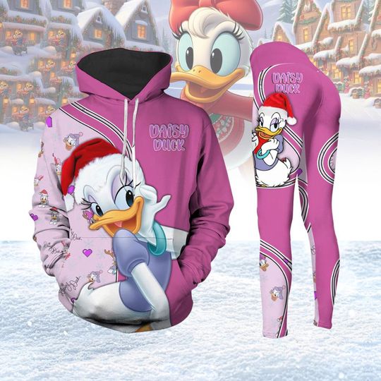 Daisy Duck Disney Christmas Hoodie/Leggings, Donald Duck Shirt, Cartoon Hoodie, Cute Xmas Leggings, Holiday Gift, Gift For Her