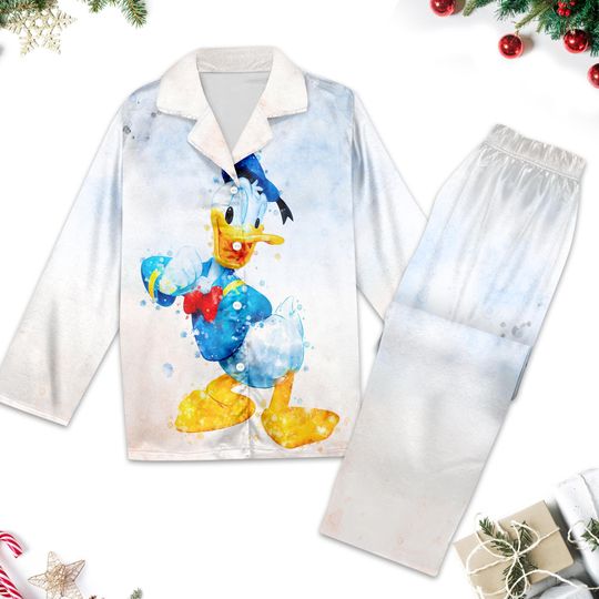 Donald Duck Pajamas Set Women, Donald Duck Long Sleeve, Duck Cartoon Pajamas For Women, Magic Kingdom Shirt, Family Trip Tee