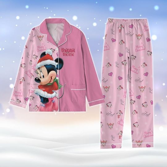 Disney Minnie Christmas Pajamas, Minnie Mouse Holiday Pajamas, Minnie Mouse Midnight Shirt, Disney Xmas Women Pajamas, Gift For Her