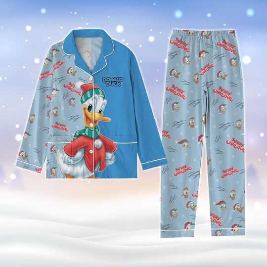Disney Donald Christmas Pajamas, Donald Duck Holiday Pajamas, Donald Midnight Shirt, Disney Xmas Women Pajamas, Gift For Her