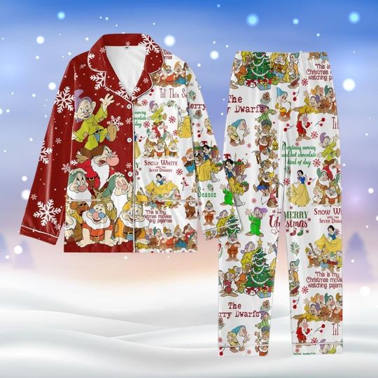 Seven Dwarfs Christmas Pajamas Set, Snow White And The Seven Dwarfs Pajamas, 7 Dwarfs Xmas Pajamas For Party, Magic Kingdom Shirt