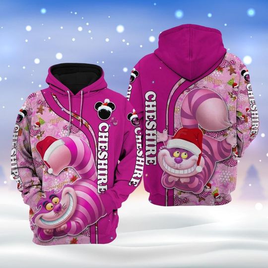 Cheshire Cat Christmas Unisex Hoodie, Cheshire Cat Xmas Sweater, Alice In Wonderland Shirt, Disney Cheshire Cat Tee, Disney Trip Tee