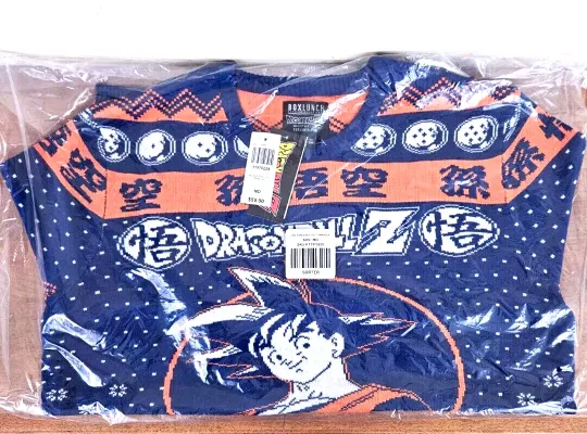 Dragon Ball Z Son Goku Ugly Holiday Sweater Box, MEDIUM, BoxLunch, Christmas NEW