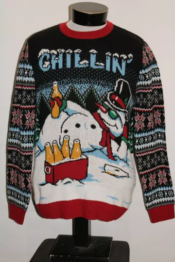 NEW NWT UGLY CHRISTMAS SWEATER MENS medium M Snowman Chillin Sweater
