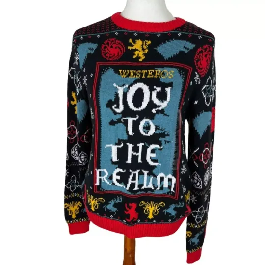 NWT HBO Game of Thrones Westeros Joy to the Realm Christmas Sweater Size M