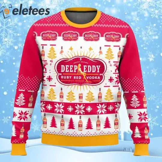 Deep Eddy Ruby Red Vodka Christmas Ugly Sweater LKUQOJ4F