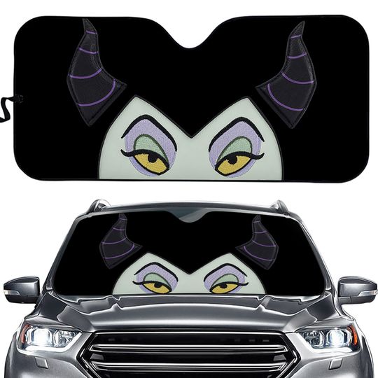 Maleficent Villains Sleeping Beauty Car Sun Shade, Best Gift For Fans, Cartoon Car Windshield Sun Shade