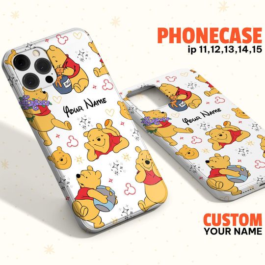 Custom Disney Friends Winnie the Pooh Colorful Phonecase, Personalied Disney Phonecase, Birthday Gift, Cartoon Lover Phonecase