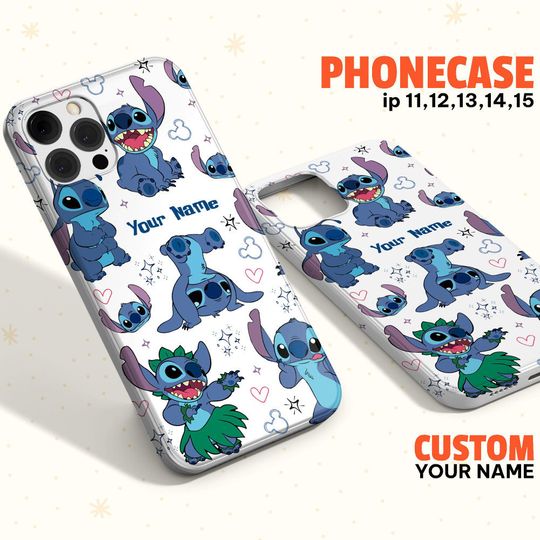 Custom Disney Friends Stitch Colorful Phonecase, Personalied Disney Phonecase, Birthday Gift, Cartoon Lover Phonecase