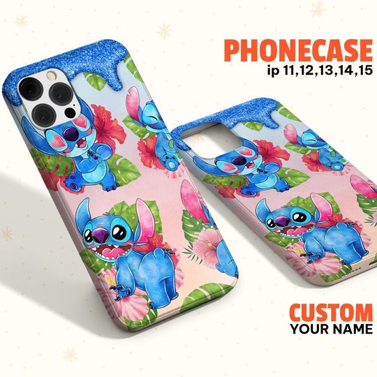 Custom Disney Lilo and Stitch Hot Colorful Phonecase, Personalied Disney Phonecase, Birthday Gift, Cartoon Lover Phonecase