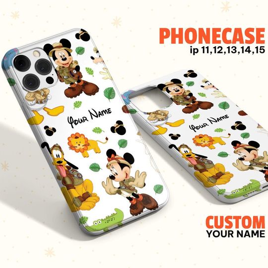 Custom Disney Mickey Safari Colorful Phonecase, Personalied Disney Phonecase, Birthday Gift, Cartoon Lover Phonecase