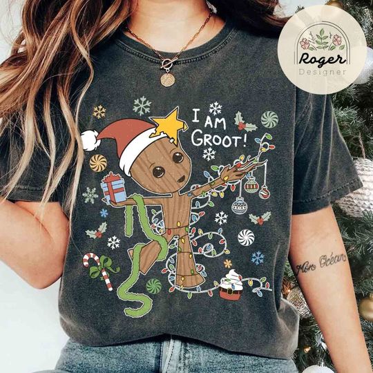 I am Groot Christmas , Cute Groot Christmas tree shirt, Merry Christmas WDW Disneyland trip Tee, Galaxy's Edge Holiday shirt