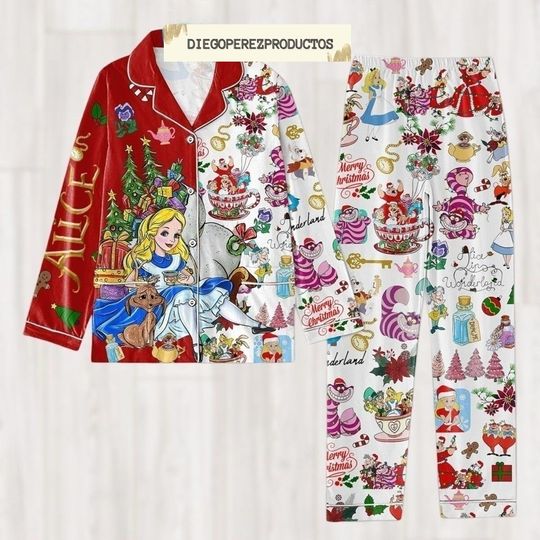 Alice In Wonderland Christmas Pajamas, Cheshire Cat Xmas Pajamas, Disneyland Christmas Party Pajamas, Magic Kingdom Shirt