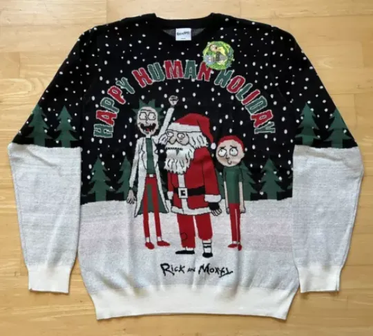 XL 46" inch chest Rick and Rickandmorty Ugly Christmas Jumper Sweater Xmas Adult Swim