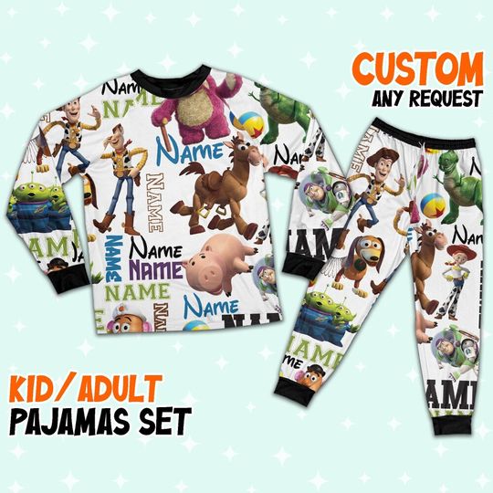 Personalized Toy Story Pajamas Set, Disney Toy Story Pajamas, Woody And Friends Thick Pajamas, Disney Character Pants Pjs