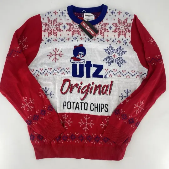 UTZ Potato Chips Route One Apparel Unisex Ugly Christmas Sweater Size Large