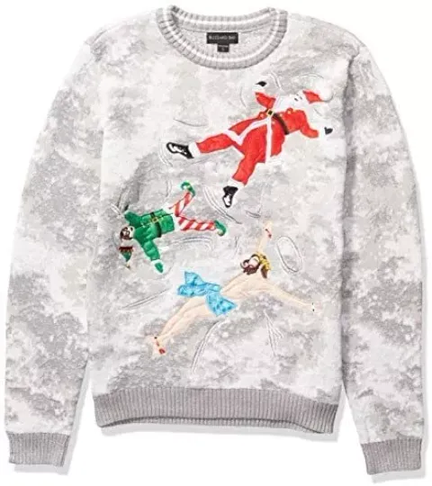Blizzard Bay Mens Ugly Christmas Sweater Jesus Grey Size X-Large