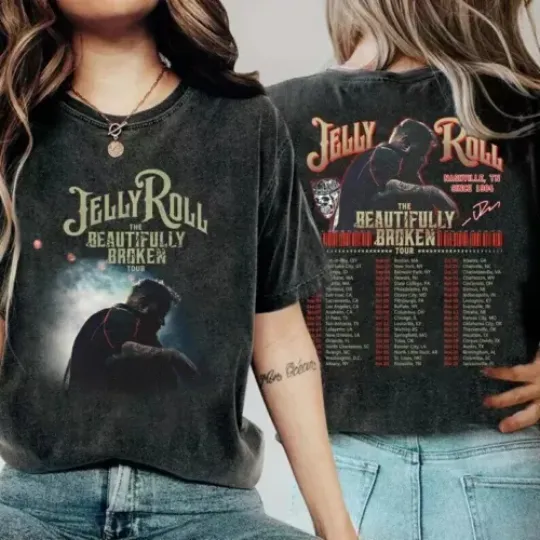 Jelly Roll 2 Sides Music Concert Roll Shirt, The Beautiful Broken Tour 2024