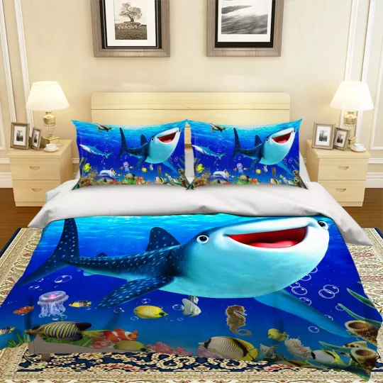 3D Happy Whale P302 Animal Bed Pillowcases Quilt Duvet Cover Set Queen Kay