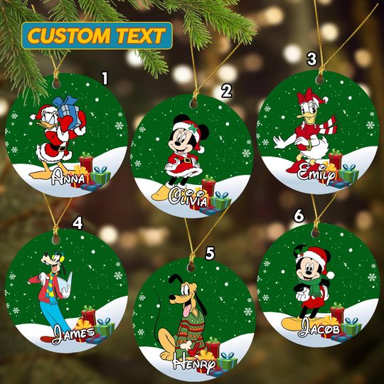 Mickey And Friends Santa Claus Christmas Ornament, Mickey Mouse Xmas Ornament, Mickey Santa Claus Ceramic Ornament Home Decoration
