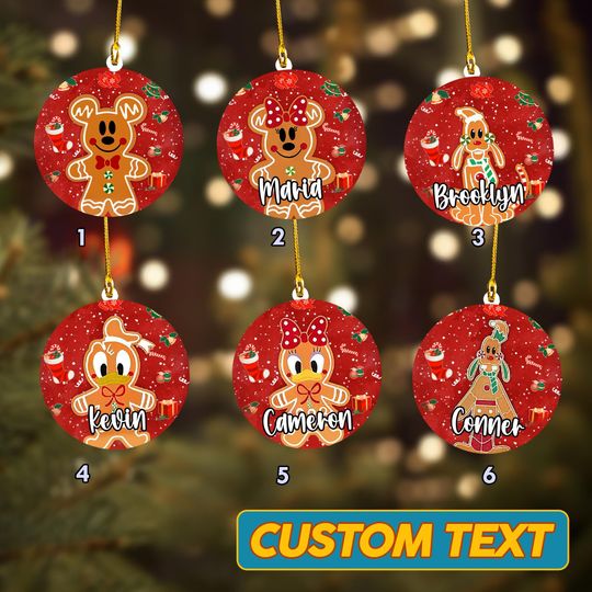 Mickey And Friends Gingerbread Christmas Ornament, Mickey Mouse Xmas Ornament, Mickey Cartoon Ceramic Ornament Home Decoration