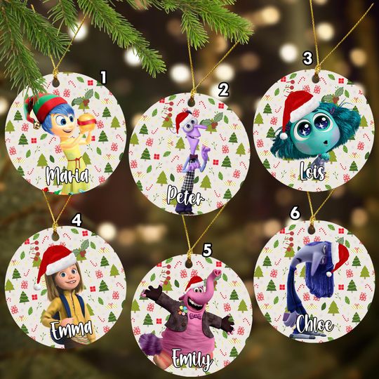 Inside Out 2 Xmas Ornament, Anger Anxiety Disgust Christmas Ceramic Ornament, Joy Bing Bong Christmas Tree Home Decor, Custom Name Stockings