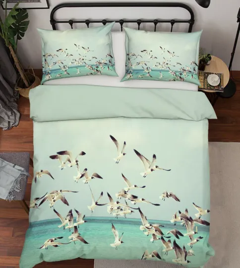 3D Seagull O739 Animal Bed Pillowcases Quilt Duvet Cover Set Queen King Fay