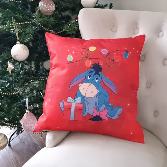Disney Eeyore mess up Christmas lights - red Christmas cushion mickey Christmas tree Xmas cushion throw pillow cover decoration gift