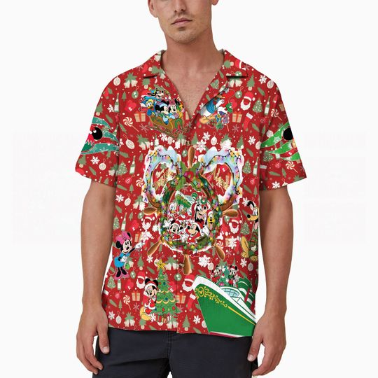 Christmas Disney Cruise Hawaiian Shirt, Disney Aloha Hawaii Shirt, Disney World Cruise Shirt, Mickey And Friends Xmas Shirt