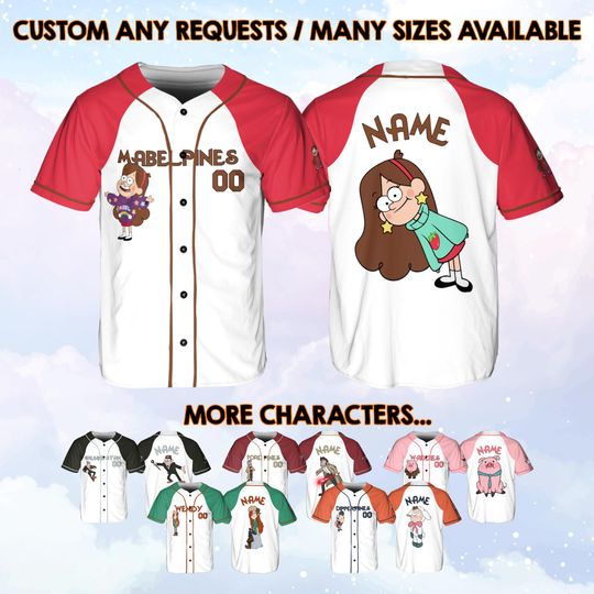 Personalized Gravity Falls Characters Jersey, Gravity Falls Disney Family Trip Jersey, Gravity Falls Simple Jersey,Christmas Baseball Jersey