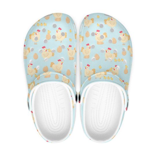 Light Blue Chicken Clogs  Chicken Pattern Sandals for Women, Men & Girls  Funny Chicken Slippers  Animal Motif Shoes for Chicken Lovers