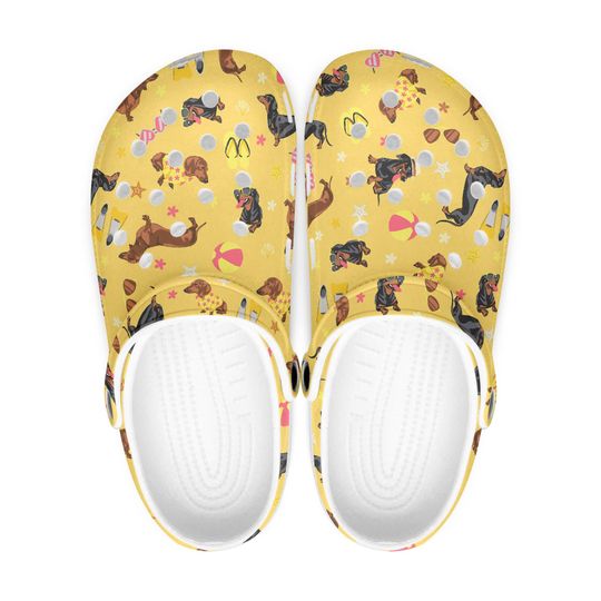 Funny Dog Lover Clogs for Women - Men, Dachshund Design Slip-On Shoes, Dog Pattern Slippers, Gift for Dog Fans