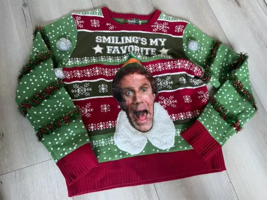Spencers Elf Ugly Christmas Sweater With Lights Large Men