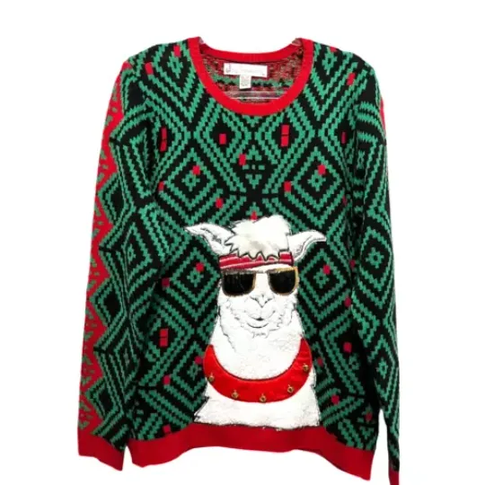 Jolly Sweaters Adult Size L -  XXL Ugly Christmas Sweater Funky Llama Unisex