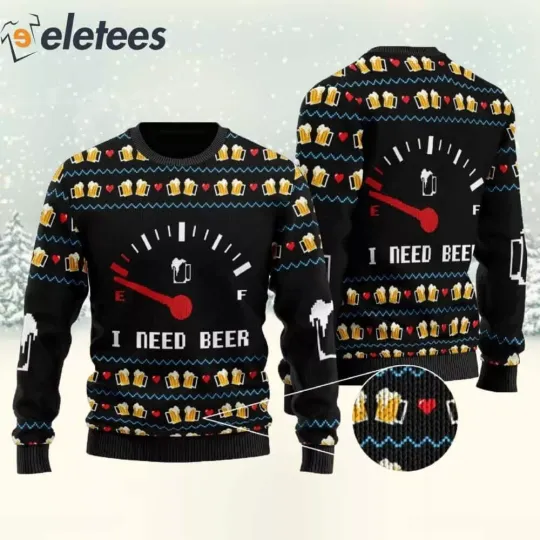 I Need Beer Ugly Christmas Sweater NSWO5AVY