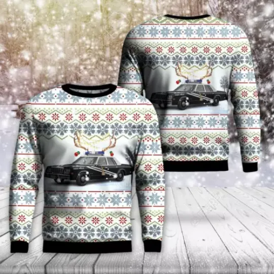 1981 Plymouth Gran Fury - Idaho State Police AOP Christmas Sweater S-5XL