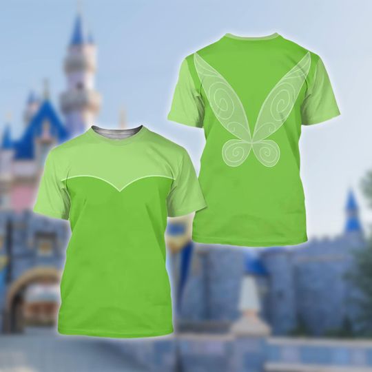 Tinker Bell Fairy Costume T-Shirt, Tinker Bell  Cosplay Costume Shirt, Fairy Cartoon Character Cosplay Tee, Halloween All Over Print Tee