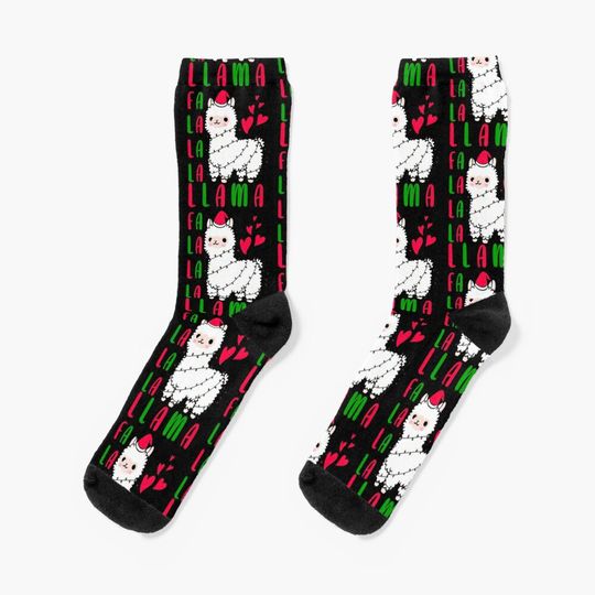 Falalalala Llama Funny Christmas Socks