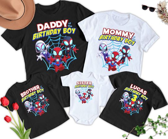 Personalized Spidey Birthday Family Shirt, Spidey And His Amazing Friends Matching TShirt, Super Hero Birthday Group Shirt, Family Party Tee