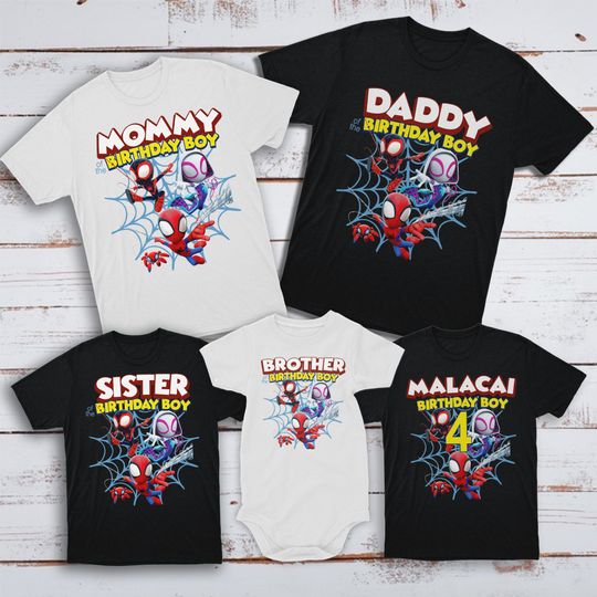 Personalized Spidey and His Amazing Friends Birthday Family Shirt, Spider Matching Shirt, Spidey Hero Kid Gift, Superhero Family Party Tee