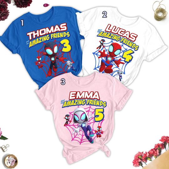 Personalized Spidey Birthday Shirt, Spidey And His Amazing Friends Birthday Party Matching Shirt, Spider Hero Birthday Shirt For Kid Toddler