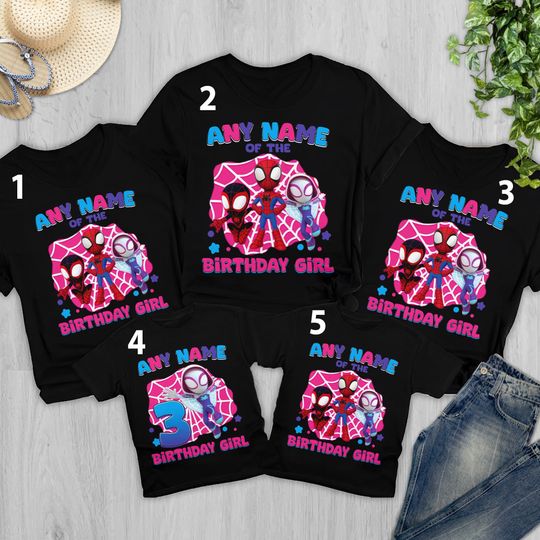 Personalized Spidey and Amazing Friends Birthday Shirt, Spidey Birthday Girl Family Matching T Shirts, Birthday Party Theme Kid Tee