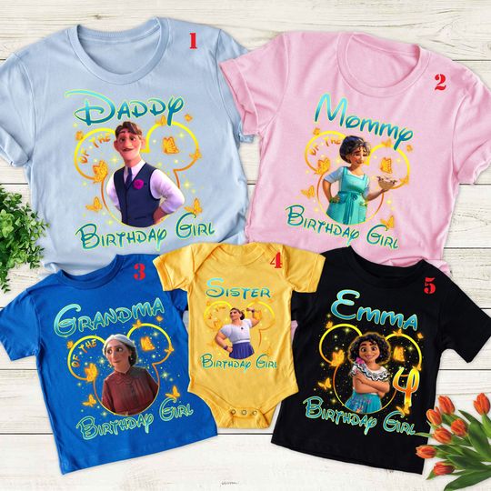 Personalized Mirabel Madrigal Birthday Matching Shirt, Encanto Family Vacation Trip Tee, Birthday Girl Toddler Family Party Theme T-Shirt
