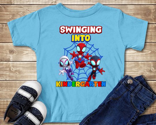 Custom Peter Parker Back To School Shirt, First Day of School Shirt, Superhero Kid Toddler Boy, Spidey Swinging Into Grade Spider Shirt RE