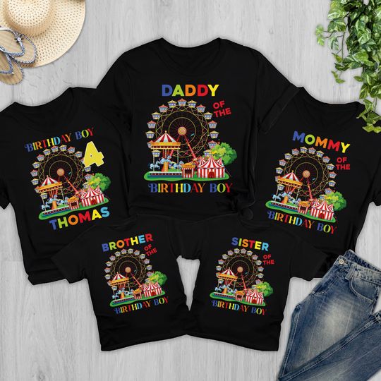 Personalized Carnival Circus Family Matching Shirts, Festival Circus Birthday Matching T Shirt, Colorful Circus Birthday Party Outfit RE