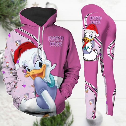 Daisy Duck Christmas Hoodie Legging, Disney Cartoon Santa Hat Shirt Patns, Magic Kingdom Yoga Pants, Donald Duck Legging Gift Women