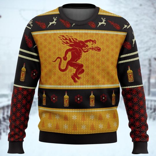 Christmas Fireball Whisky Ugly Christmas Sweater, Christmas Drinking shirt, Whisky Christmas Shirt, Merry Christmas Fireball Shirt