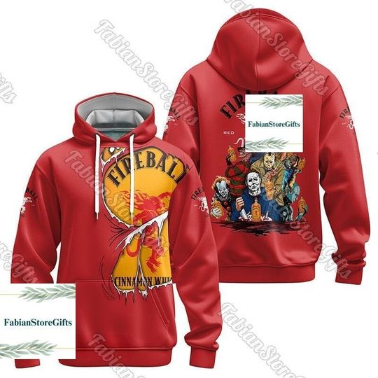 Fireball Whisky Horror Halloween Characters Hoodie, Whisky Hoodies For Men, Fireball Hoodie, Halloween HN Shirt