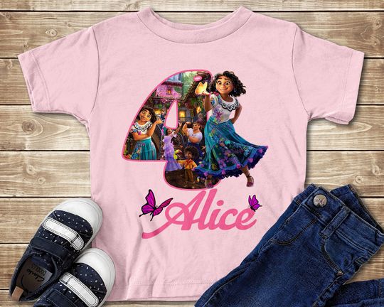 Personalize Encanto Birthday Girl Shirt, Isabela Custom Name Age T-Shirt, The Madrigals Encanto Family Movie Matching Tee, Gift For Daughter
