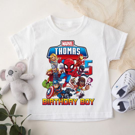 Personalize Marvel Birthday Shirt, Spiderman Superhero Family Custom Shirt, Avengers Birthday Theme Party Shirt, Hero Family Matching Tee
